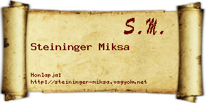 Steininger Miksa névjegykártya